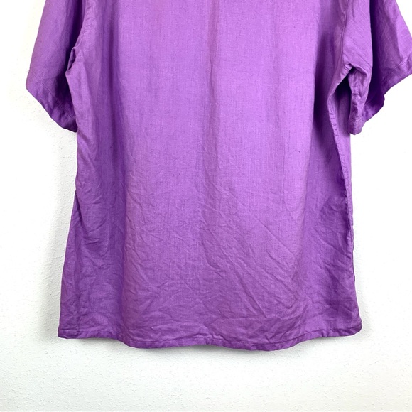 100% Linen ‘Natural Blue by Visitor’ Men’s Purple Button Down SS Shirt, Size L - Picture 11 of 14